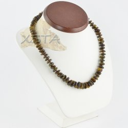 Green amber necklace polished baroque